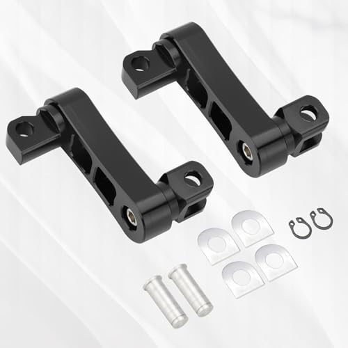 Highway Footpegs Adjustable Passenger Foot Pegs 2 1/4" Extension Brackets FootPeg Conpatible for Harley Dyna Sportster Softail Touring with Support Foot Pegs (Black) - color: Black