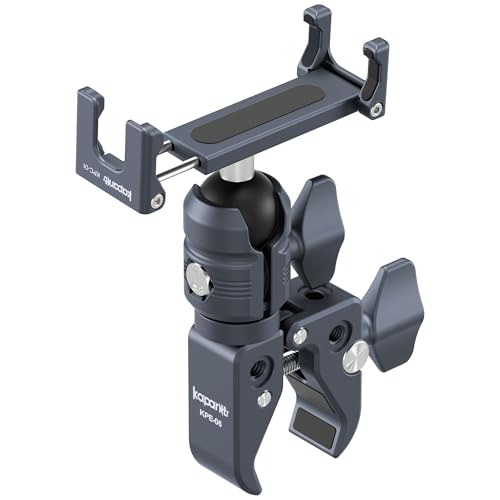 Motorcycle Phone Mount, Handlebar Clamp Base Fits 0.5"-2" Diameter Bars, 25mm Ball Head & Aluminum Socket Arm, 360° Rotatable, Universal for iPhone/Android Phones Width 2.56"-3.74"(KPS-07) - color: KPS-07