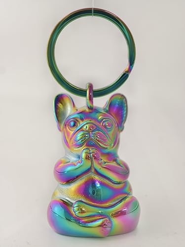 Praying French Bulldog motorcycle for bell Keychain - Stainless Steel motorcycle for bell Guardian Angel for Bikers, Protection Biker Gift for Men Women