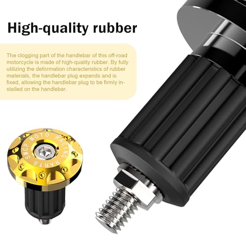 2 PCS Motorcycle Bar End Plug, Aluminum Alloy Handlebar Grip End Caps for Electric Car Scooters, Off-Road Motorcycles (Gold) - color: Gold