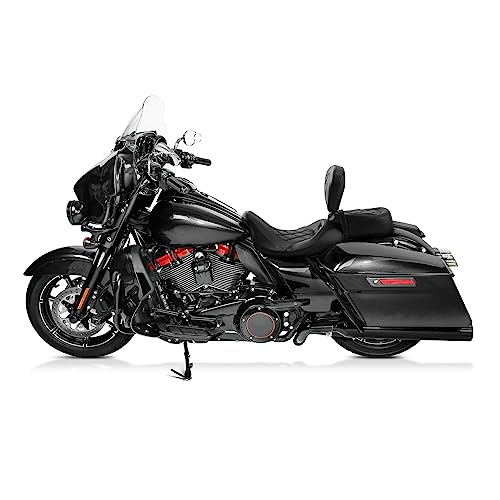 TCT-MOTORPARTS Driver Rider Backrest Pad Fits for Harley Touring 2009-2023 Road King Street Road Electra Glide Ultra Black Stitching - color: Driver Backrest Black