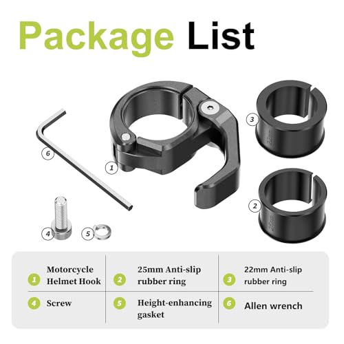 LOKTENWO Aluminum Alloy Motorcycle Helmet Hook Holder, Foldable Handlebar Hooks Dirtbike Helmet Hanger Suitable for Hanging Keys, Gloves, Luggage