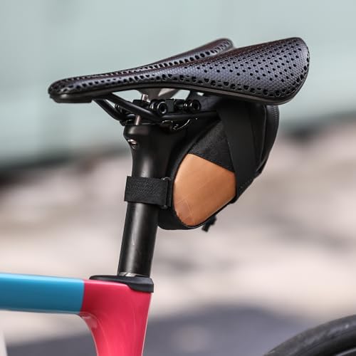 Rhinowalk Compact Bike Seat Bag – 0.4L Waterproof Saddle Pouch, Reflective Strip, and Inner Mesh Pocket – Fits Under Bicycle Seat (Yellow) - color: Yellow