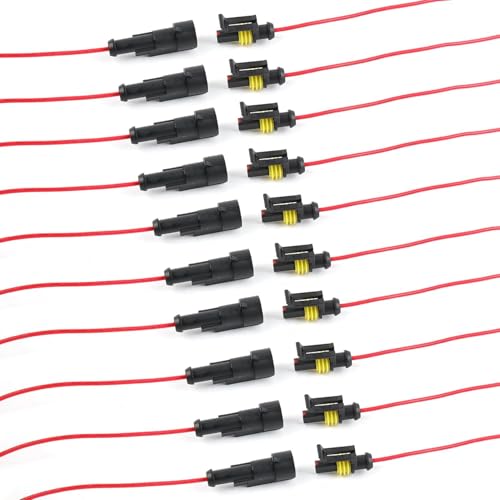 1 Pin Waterproof Electrical Wire Connectors 10 Pack Weather Pack Connectors Kit 20AWG Male and Female Automotive Wire Connectors for Car Truck Motorcycle Boat Auto Wiring - size: 1pin-10Pack