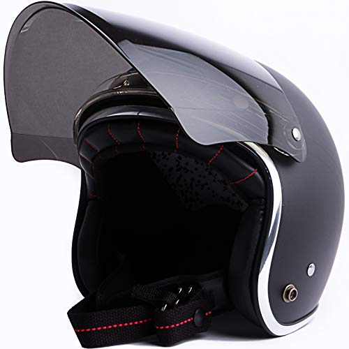 Universal 3 Snap-Button Visor for Open Face Motorcycle Helmet Wind Shield Flip Up Down (Smoke) - color: Smoke