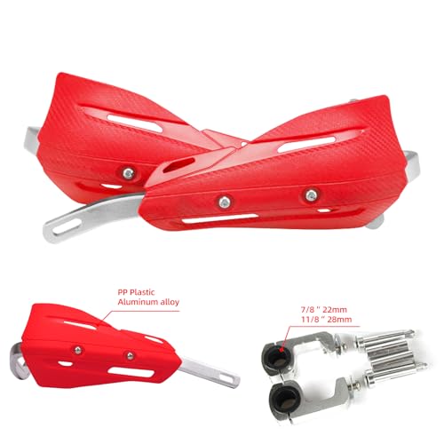 JFG RACING Motorcycle Hand Guards,Universal 7/8" 22mm and 1 1/8" 28mm Handle Bar Dirtbike Handguards for CRF CR XR 110 150 250 300 Dirt Bike Pit Bike Motocross Supermoto ATV Scooter Ebike-Red - color: red