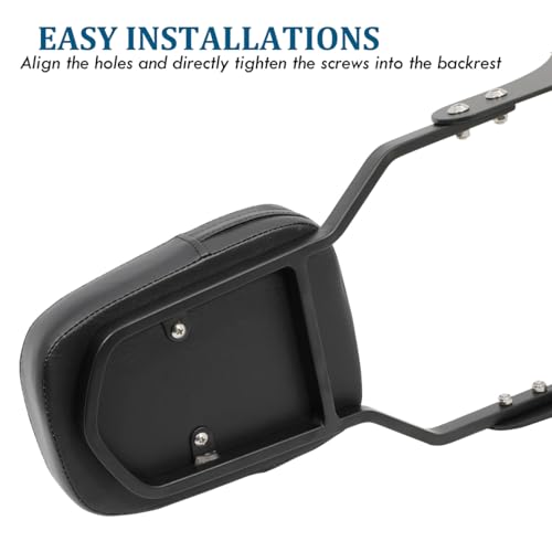 Passenger Sissy Bar Rear Backrest Pad for Harley Street Bob FXBB Softail Slim FLSL Deluxe FLDE Heritage Classic FLHC FLHCS 2018-2023, Black