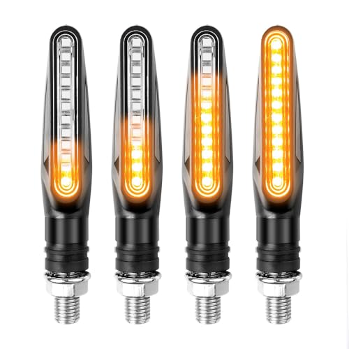 Motorcycle LED Turn Signal Assemblies, Sequential Flow, Yellow Light, 12V, 83g, Plastic, (2 lights a set,not 4)
