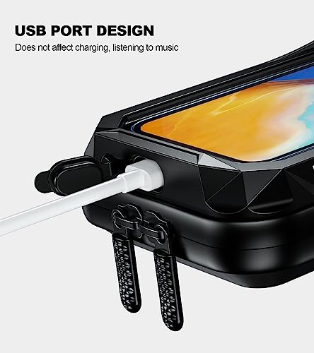 Kewig Bike Phone Mount Waterproof, Bicycle Phone Mount Holder Pouch with Sun Visor & Touch-Screen, Handlebar Phone Mount with 360 Rotation Bike Phone Holder Suitable for 4.0'' - 6.7'' Cellphones