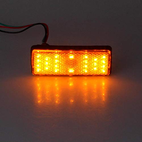 Pair Rectangle Motorcycle Reflector W/ 24 LED, Waterproof and Universal for Car Truck Trailer RV UTV ATV, Orange