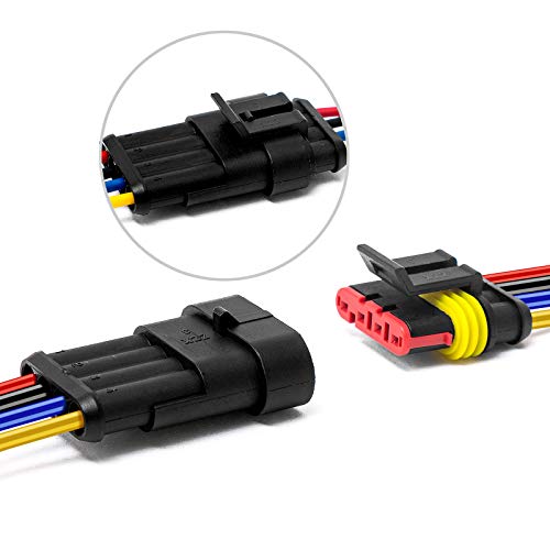 4 Pin Way 16 AWG Car Waterproof Electrical Connector Plug with Wire AWG Marine Pack of 5 - size: 4 Pin