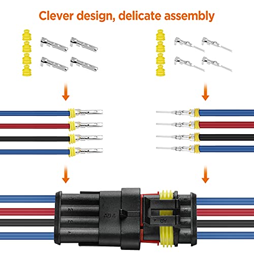 708Pcs Waterproof Automotive Electrical Connector Terminals Wire Connector Plug Kit 1/2/3/4/5/6 Pin (43Sets) - style: 708 pcs