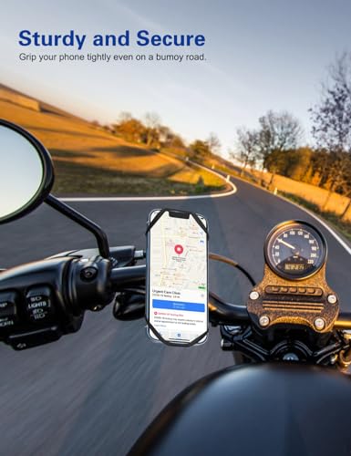 Bike Phone Holder, Motorcycle Cell Phone Mount- 360° Rotatable, Silicone Bicycle Phone Mount for Motorcycle Bicycle Scooter, for 15 Pro Max / 14/13, S10 and More 4.7-6.8" Phone - size: 1 Pack