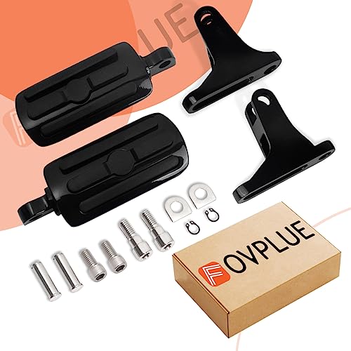 FOVPLUE Passenger Mini Footboard, Passenger Footpegs w/Mount Kit for Harley Touring 1993-2025 CVO Electra Glide Road Glide Road King Street Glide Ultra Classic Ultra Limited Revival FLH, Gloss Black#2 - color: Black Passenger Footpegs