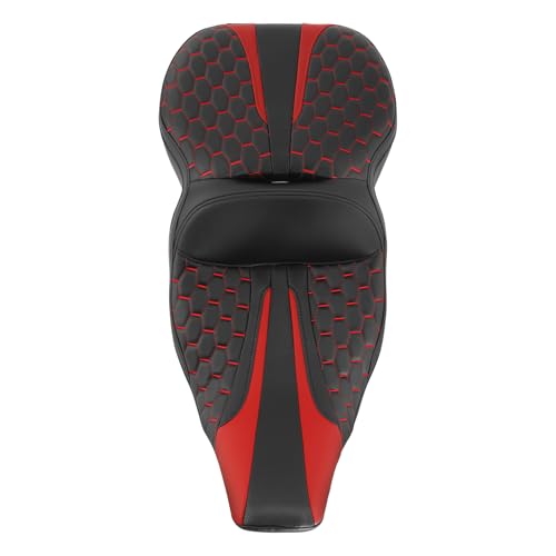 SLMOTO Driver Passenger Seat Motorcycle Cushion Fit For Harley Touring Electra Glide Ultra Classic Standard FLHTC 1997-2007 Black Red - style: Red and Black