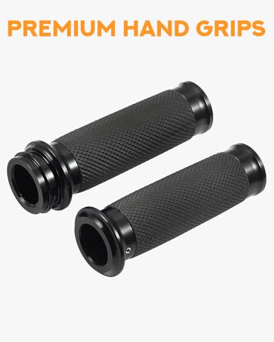 PBYMT 1 Inch Electronic Throttle Handlebar Grips Fit for Harley Davidson Touring Road King Street Glide Softail 2008-2024 - color: All Black