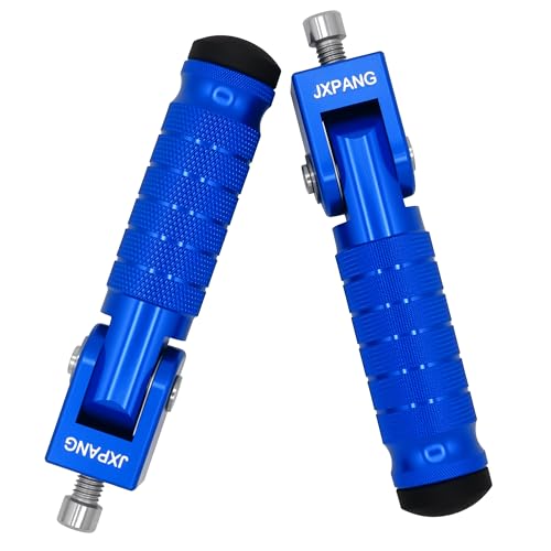 Universal Motorcycle Bicycle Folding Passenger Foot Pegs M8 Rearsets Rear Set Footrests Footpeg Foot Rest Peg Pedals For Bike Install Hole 8mm (Blue) - color: Blue