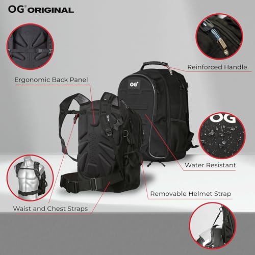 OG Original CityRunner Motorcycle Backpack, Waterproof, Expandable, 30-35L, Motorbike Helmet Bag, Helmet Strap, Large Capacity, Laptop Rucksack, Reflective, USB - style: Cityrunner
