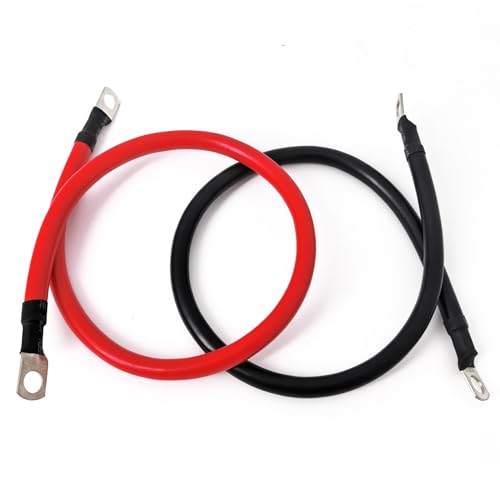 6 AWG Battery Cable 1FT 6 Gauge Pure Copper Battery Inverter Cables with 5/16 in Lugs Both Ends Power Inverter Wire Set for Automotive Solar Power Inverter Marine Boat RV Car Motorcycle (1FT) - size: 1 FT