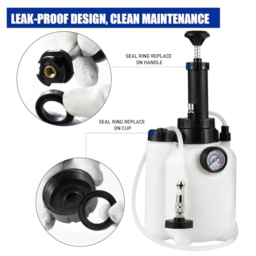 3L Brake Bleeder Kit with Pressure Pump, Brake Fluid Bleeder Kit with 1L Brake Bleeder Bottle and 4 Master Cylinder Adapters for European and American Vehicle - color: 3 L Manual Brake Bleeder Kit with 4 Adapter