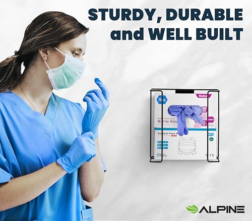 Alpine Glove Holder for Wall Mount - Latex Glove Holder Wire Glove Dispenser for Wall Disposable Glove Box & Tissue Box - Fits 2 Boxes (Black) - color: Black