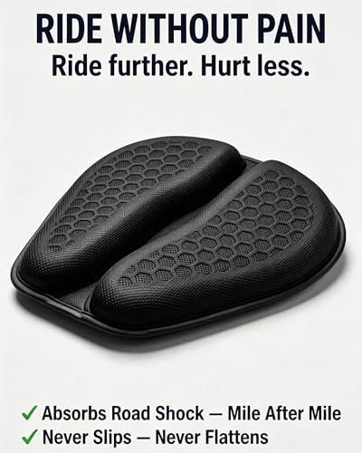Motorcycle Seat Cushion, 3D Honeycomb Tailbone Cutout Pressure Relief Cooling Seat Pad Protect Sensitive Areas, Universal Shock Absorbing Non‑Slip for Long Distance Rides (with Cover) - color: with Cover