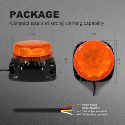 Agrieyes Beacon Light with Reverse Alarm, Amber Flashing and Rotating Emergency Warning Caution Safety Lights for Vehicles, Trucks, Tractor Forklift and Postal - size: Screw1
