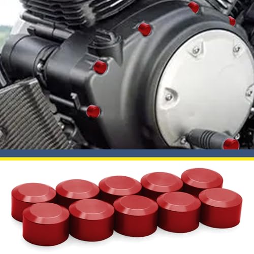 Bolt Covers Caps Engine Bolt Topper Cap Fit for Harley Twin Cam Touring Road King Street Glide Road Glide Dyna Softail FXBB Sportster 883 Trike (Red, 11mm-14.6mm)