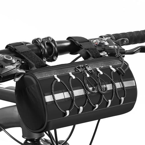 GMAK 2 in 1 Bike Handlebar Bag, Bike/Bicycle Front Bags with Reflective Area & Shoulder Straps, Small Bicycle Handle Bar Bag Cycling Pouch Pack Bike Accessories for Road Mountain Bike Cycling Travel