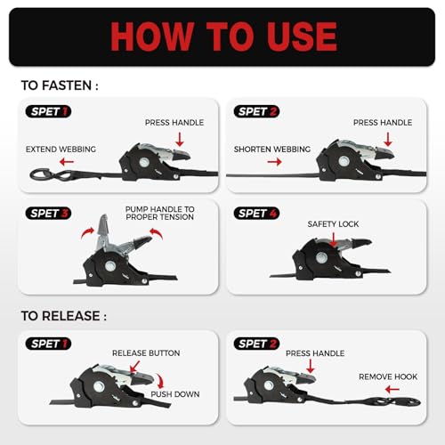 Retractable Ratchet Straps with Soft Loops (4 Pack)-(1,500lb Break Strength)-1 Inch x 12 Feet Heavy Duty Auto Self Retracting Tie Down Strap for Truck, Cargo Trailer, Motorcycle, Rad & More - color: Black Retractable