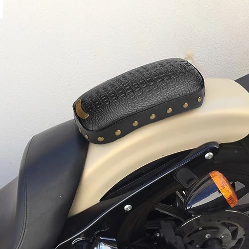 Motorcycle Rectangular Passenger Pad Seat Rear Leather Pillion Cushion 8 Suction Cup Compatible with Harley Dyna Sportster XL 883 1200 Chopper Custom - style: 8 Suction Cup-Black Crocodile Rivet