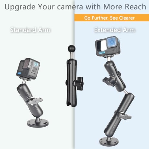 VAUBORTTI 1" Double Socket Arm with Dual Ball Adapter, Aluminum Alloy Extension Arm for RAM B Size, Fits Motorcycle Phone Mount, Tablet Holder, GPS, Fish Finder, Boat,Car,UTV