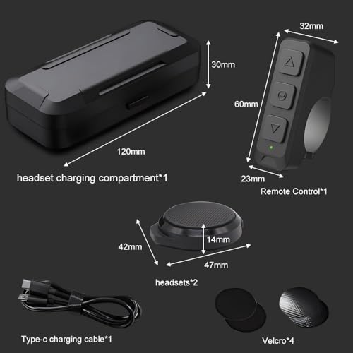 OBEST Motorcycle Bluetooth Headset with Charging Case, Helmet Bluetooth Speaker with Microphones & LED Display, 1900mAh Battery with 50Hours Work Time Wireless Headsets for Riding and Skiing