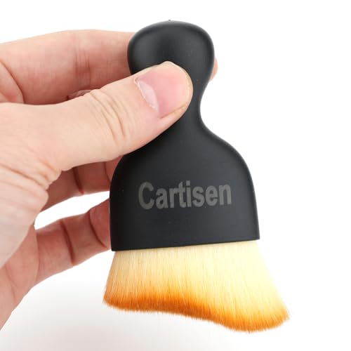 Car Interior Detailing Brush, Black Handle with Orange Bristles, Professional Cleaning Tool for Vents and Dashboard (2, Black)