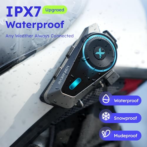 D10 Motorcycle Bluetooth Headset with Natural AI Voice Control, Bluetooth 5.4 Helmet Intercom for 4 Riders with ENC Noise Canceling, Audio Multitasking, FM, IPX7, Fits Snowmobile/ATV, 1 Pack - style: D10-1 Pack
