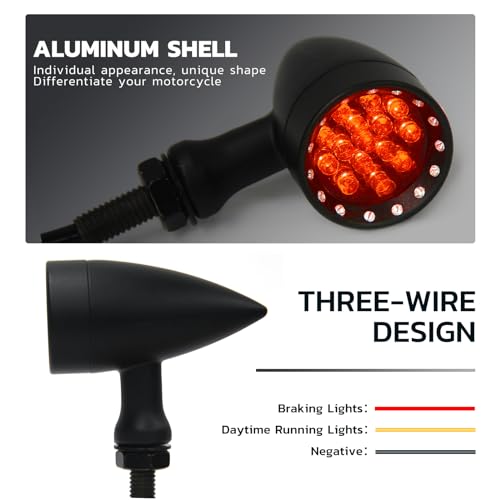 Rich Choices Red CNC Motorcycle Bullet LED Turn Signal Light Blinker Indicator Front Rear Tail Light Compatible with Honda Harley Yamaha Suzuki Chopper - color: Red light