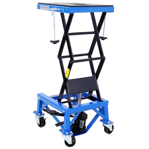 300 lbs Hydraulic Motorcycle Scissor Jack Lift Foot Step Wheels for Small Dirt Bikes,Blue Color,Send Goods from Local Warehouse,Fast delivery