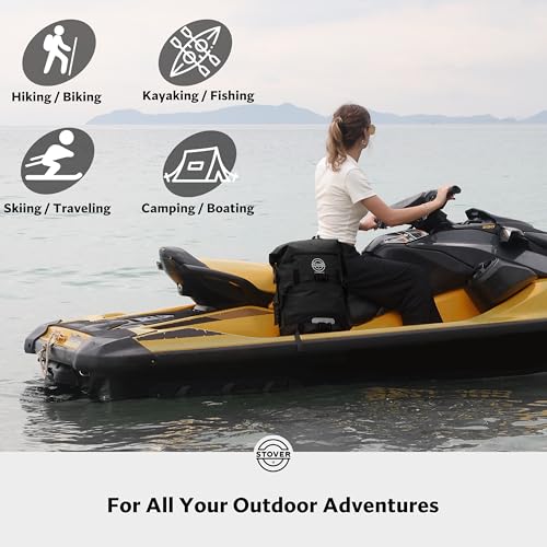 STOVER 5/10/25/30/40/55L Waterproof Dry Bag- Roll-Top Backpack w/Phone Case- Kayaking, Hiking, Camping, Boating- Men/Women - color: 40l Black (With Phone Case), size: 40L
