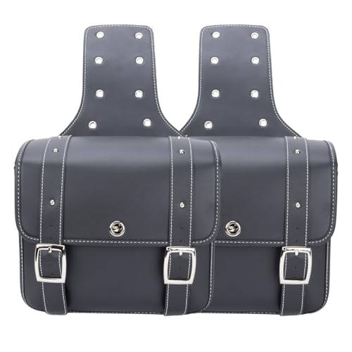 20L Motorcycle Saddlebags Water-Resistant Storage for Harley Sportster Softail Dyna Honda Shadow, Quick-Attach Remove Design with Bottle Bags, Universal Fit Large Capacity Luggage Bags (Black)