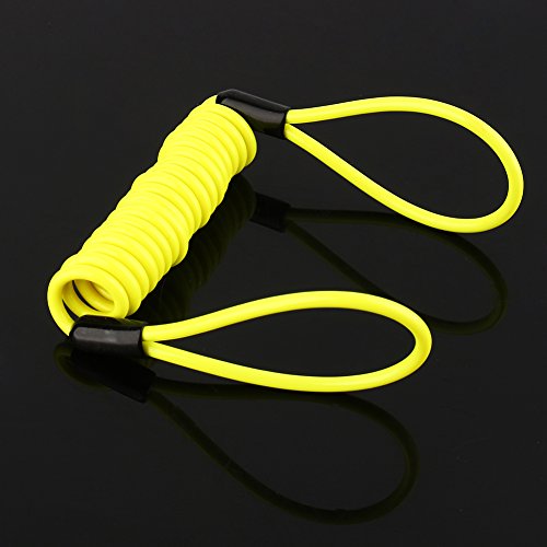 1.2m Motorcycle Reminder Spring Cable, Disc Lock Reminder Cable, Alarm Lock Security Spring Reminder Cable for Scooter Motorcycle Bike Brake Disc, Antitheft on Handlebar, Lemon Yellow
