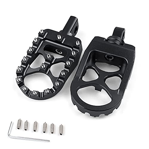 MDPROMCP CNC Motorcycle Wide Foot Pegs Aluminum 360° Roating Adjustable Suitable Compaitble with Dyna Fatboy Iron 883 Sportster 883(Black) - color: Black