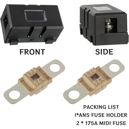 Midi Fuse Holder and 2 Pieces 175A Midi high Current Fuse Screw Fuse for Cars, Trucks, Vehicles(175 Amp) - color: 175A