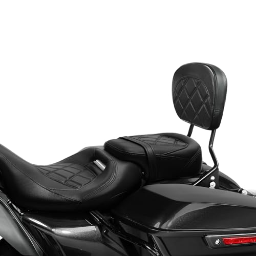 C.C. RIDER Passenger Sissy Bar Backrest Octane Detachable Backrest Pad fit for Harley Touring Road King Road Glide Street Glide Electra Glide 1994-2021 Softail 2018-2022 - color: Black Stitching, size: Style A