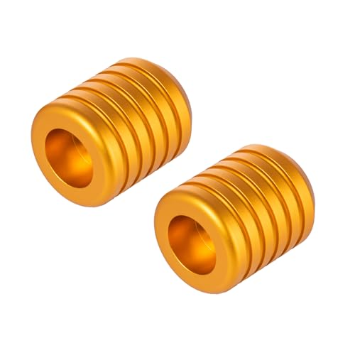Advanblack CNC Aluminum Motorcycle Frame Sliders – Crash Bar Slider for Harley 1-1/4” Flat Out & Highway Crash Bars/Saddlebag Guards – Red, Gold, Black, Silver – Bolt-On Pair with Screws (Gold CNC) - color: Gold CNC