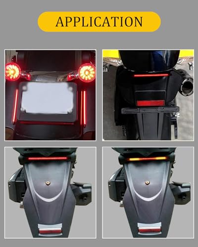 YONGMING Led Brake Light Strip Tail Stop Turn Signal Flexible Led Light for Motorcycle Bike Red and Yellow Pack of 2