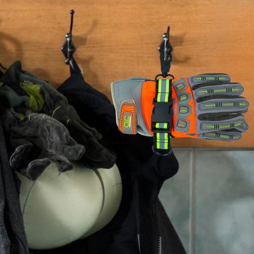 MELOTOUGH Firefighter Glove Strap | Glove Holder Clip with Glove Leash Swivel Snap Hook,Reflective for Quick Access - color: Reflective Lime for Quick Access