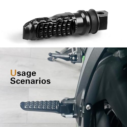 2 PCS Motorcycle Footpegs, Aluminum Alloy 8mm Motorcycle Screw Hole Footrests, Anti-slip Lightweight Rear Foot Pegs, Sport Modification Accessories, for Most Motorcycles, E-bikes (Black)