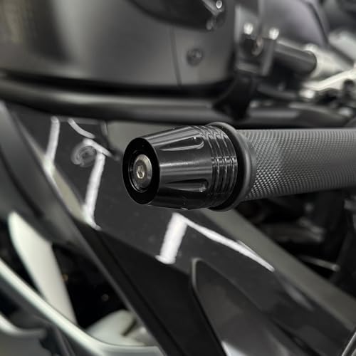 Motorcycle Bar Ends Plug, CNC Aluminum 16-22mm Handlebar Bar End Plugs Fit For Kawasaki Yamaha Honda Suzuki Aprilia Ducati And Motorcycles With Handlebar Inner Diameter Of 16-22mm (Black) - color: Black