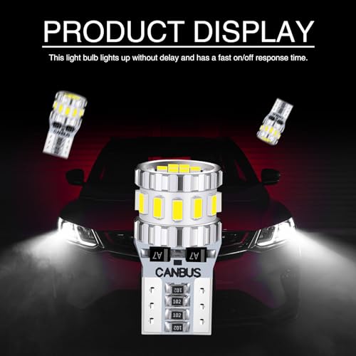 gunhunt Pack-2 Car Wide Lights, 3W Led Light Bulbs, Aluminum Reading Lights, License Plate Lights, Instrument Lights, Auto Bulb Replacements, Universal for Most Cars, Trucks, SUVs (White #1702) - color: White #1702