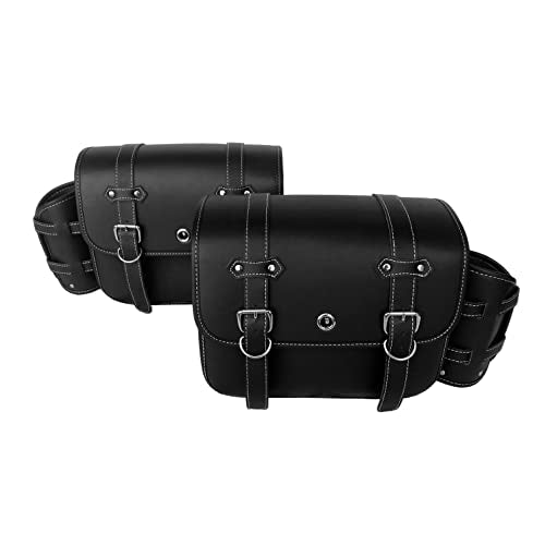 Motorcycle Saddlebags with Cup Holder and Lock Side Saddle Bags Universal for Harley Cruiser Bobber Suzuki Yamaha Kawasaki